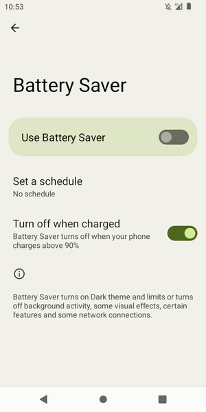 Turn on  Use Battery saver