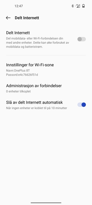 Velg Innstillinger for Wi-Fi-sone