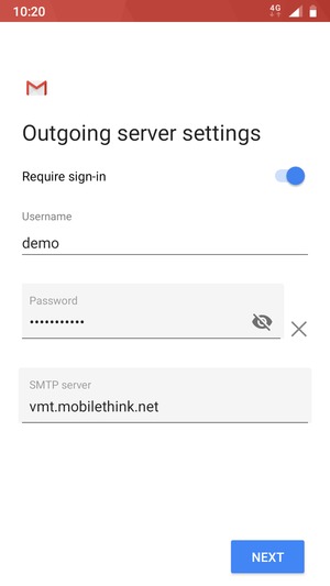 Enter  Outgoing server address