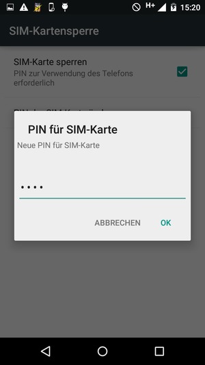 Geben Sie Ihre Neue PIN der SIM-Karte ein und wählen Sie OK