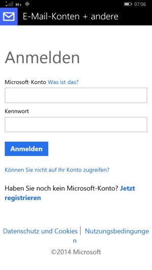 Geben Sie Ihre E-Mail-Adresse und Ihr Passwort ein. Wählen Sie Anmelden