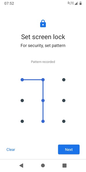 Draw an unlock pattern and select Next