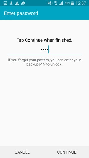 Enter a Backup PIN and select CONTINUE