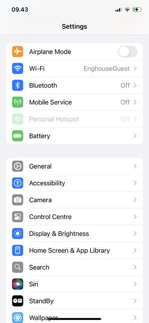 Return to the Settings menu  and select Battery