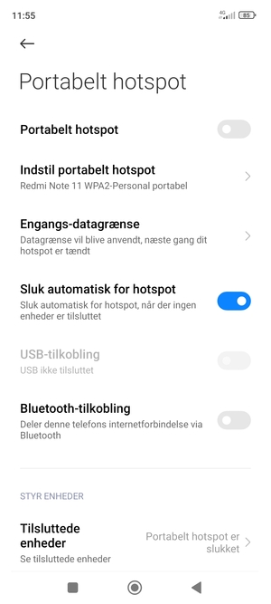 Vælg Indstil portabelt hotspot