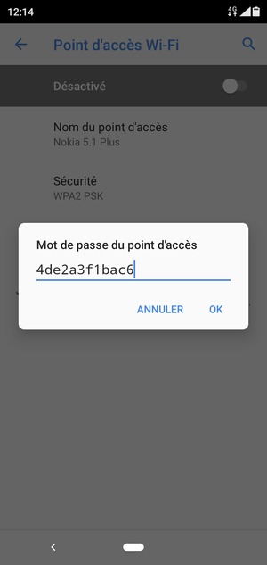 Saisissez un mot de passe de hotspot Wi-Fi d'au moins 8 caractères et sélectionnez OK