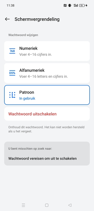 Uw telefoon is nu beveiligd met een schermvergrendeling