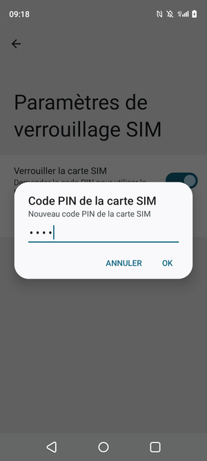 Saisissez votre Nouveau code PIN de la carte SIM et sélectionnez OK