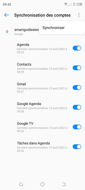 Sélectionnez Synchroniser