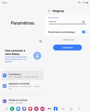 Saisissez le mot de passe du Wi-Fi et sélectionnez Connexion