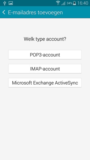 Selecteer POP3-account of IMAP-account