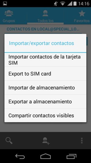 Desplácese hacia abajo y seleccione Importar contactos de la tarjeta SIM