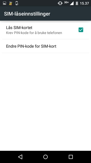 Velg Endre PIN-kode for SIM-kort