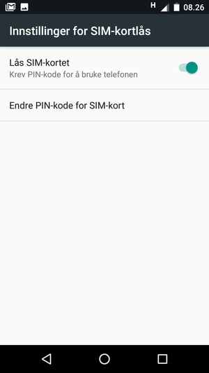 Velg Endre PIN-kode for SIM-kort