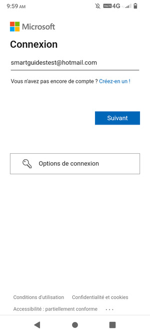 Saisissez votre adresse e-mail et sélectionnez Suivant