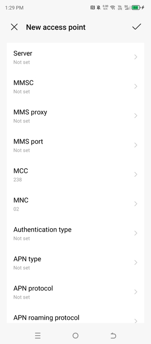 Scroll down and enter MMS information