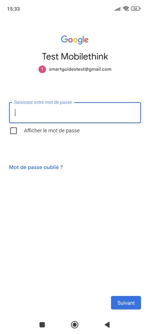 Saisissez votre mot de passe Gmail et sélectionnez Suivant