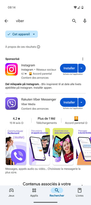 Sélectionnez l'appli