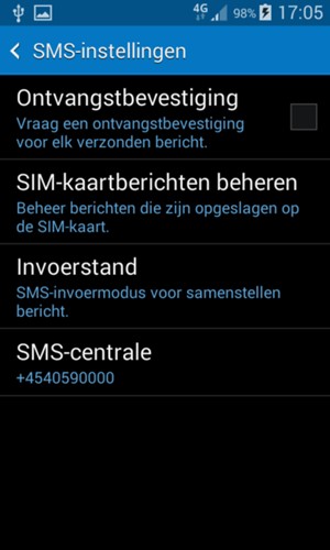 Selecteer SMS-Centrale