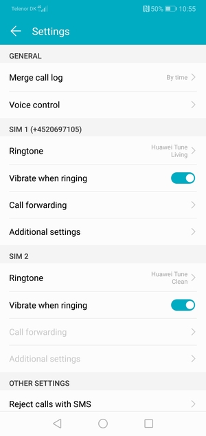 Scroll to SIM 1 or SIM 2 and select Additional settings