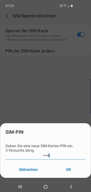 Geben Sie Ihre Neue SIM-Karten PIN ein und wählen Sie OK