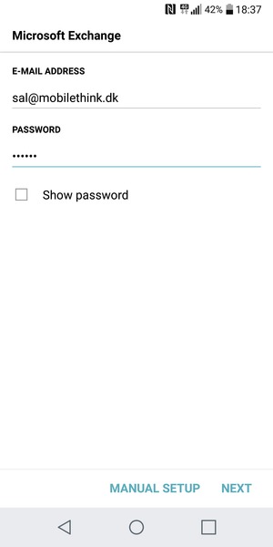 Enter your E-mail address and Password. Select MANUAL SETUP