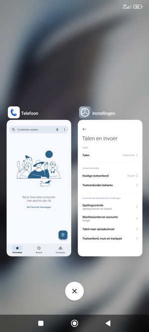 Selecteer het Verwijderen-pictogram om alle actieve apps te sluiten