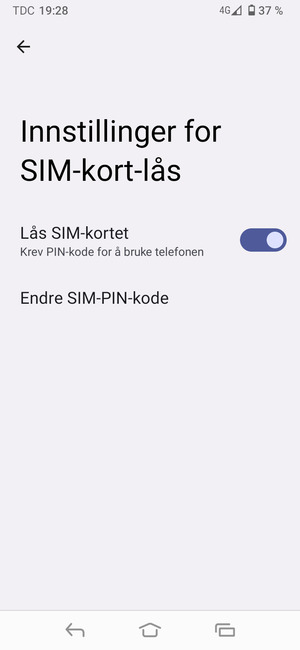 Velg Endre SIM-Pin-kode