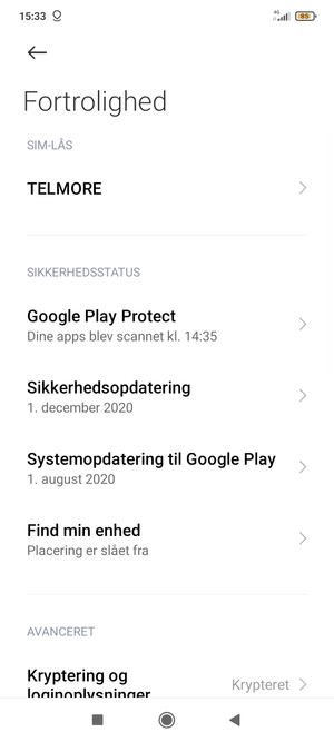 Vælg Systemopdatering til Google Play
