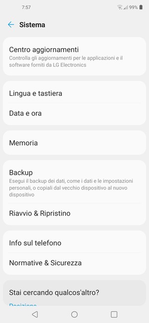 Scorri e seleziona Backup