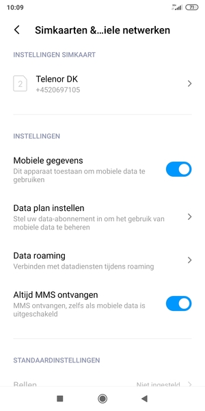 Selecteer Data roaming