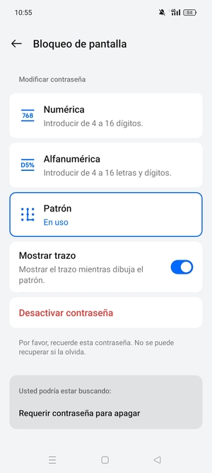 El teléfono ha sido asegurado con un bloqueo de pantalla