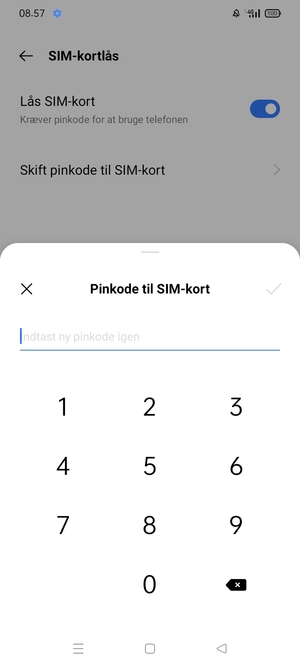 Bekræft ny PIN-kode til SIM-kort og vælg OK