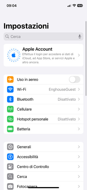 Torna al menu Impostazioni e seleziona Batteria