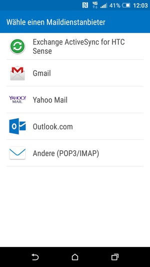 Wählen Sie Gmail oder Hotmail (Outlook.com)