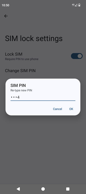 Confirm your new SIM PIN and select OK