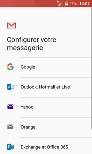 Sélectionnez Outlook, Hotmail et Live