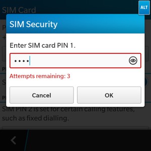 Enter your SIM card PIN and select OK