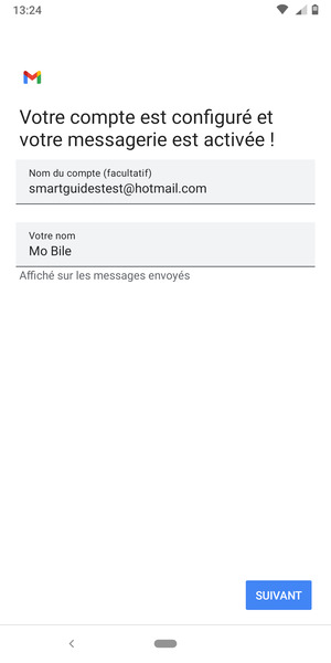 Donnez un nom à votre compte et saisissez votre nom. Sélectionnez SUIVANT