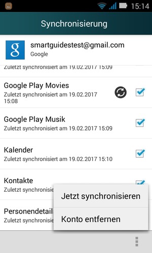 Wählen Sie die Menü-Taste und wählen Sie Jetzt synchronisieren