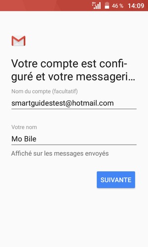 Donnez un nom à votre compte et saisissez votre nom. Sélectionnez SUIVANTE