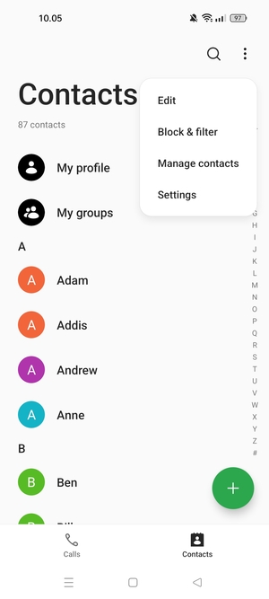 Select Manage contacts