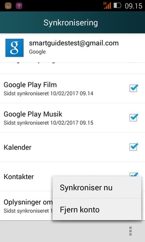 Vælg Menu-knappen og vælg Synkroniser nu