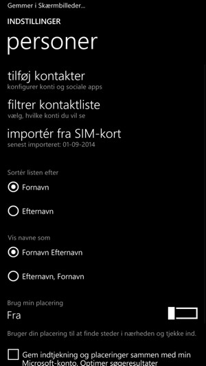 Vælg importér fra SIM-kort