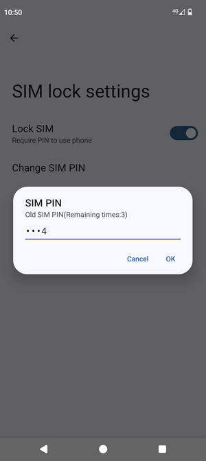 Enter your Old SIM PIN and select OK