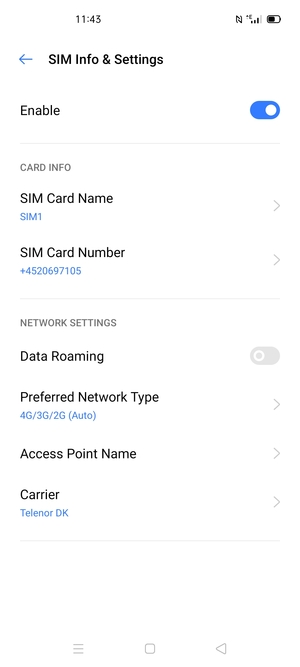 Select Preferred Network Type