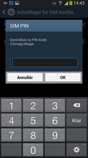 Bekræft din nye SIM PIN-kode og vælg OK