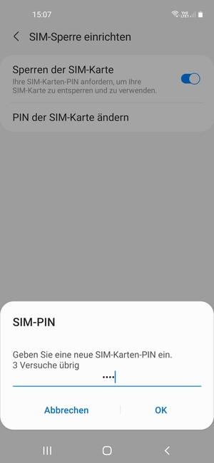Geben Sie Ihre neue PIN der SIM-Karte ein und wählen Sie OK