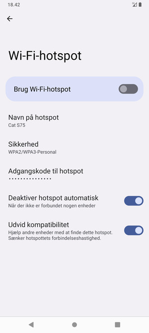 Vælg Adgangskode til hotspot