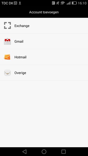 Selecteer Gmail of Hotmail